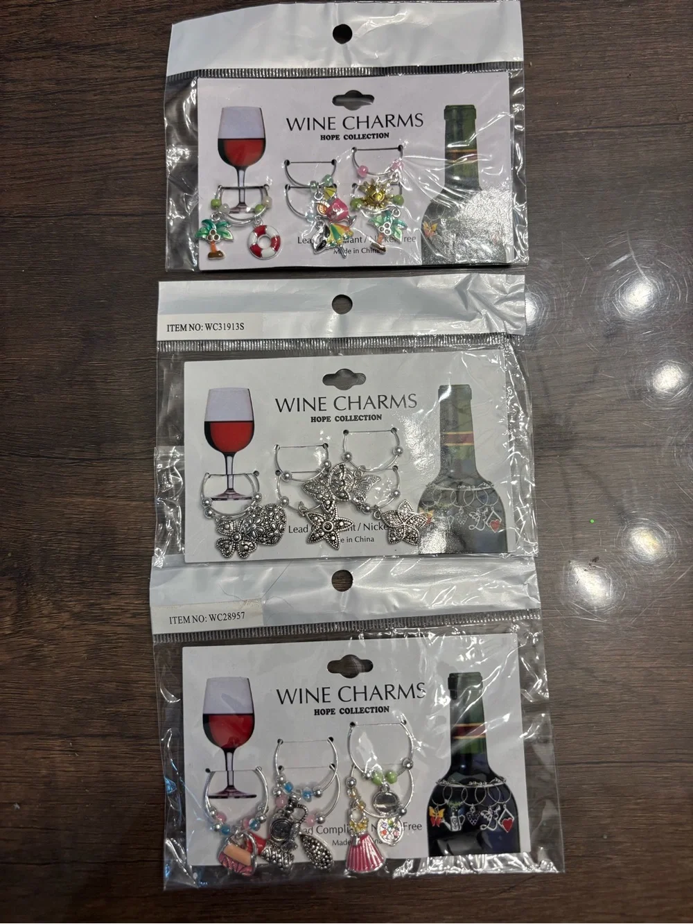 Wine Glass Charms-Home Collection Multi-Color and Silver